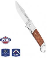 Нож складной WORKPRO 85/195мм с деревянной рукояткой, WP381012